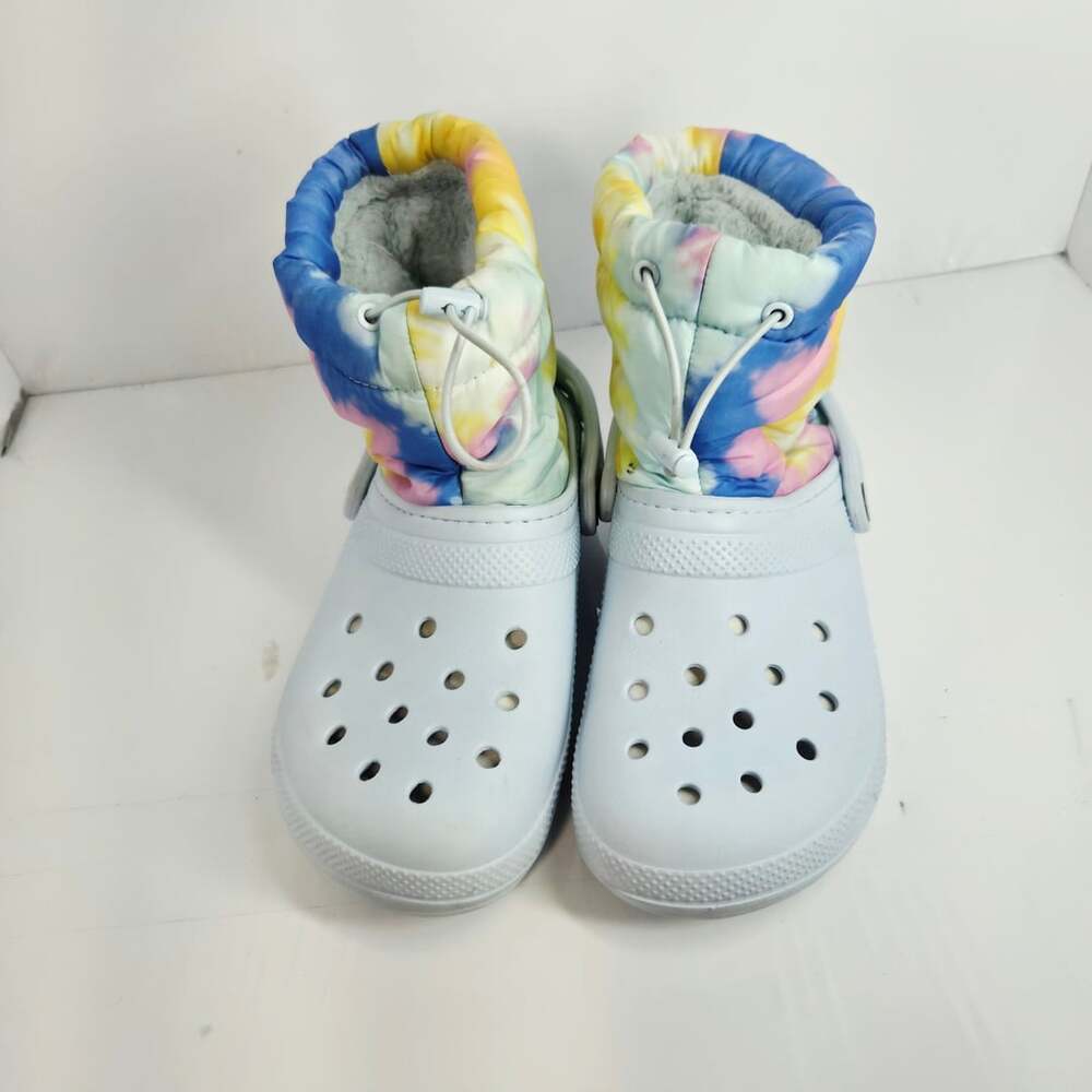 Crocs Classic Lined Neo Puff Tie Dye Boot Size M5/W7 Mineral Blue